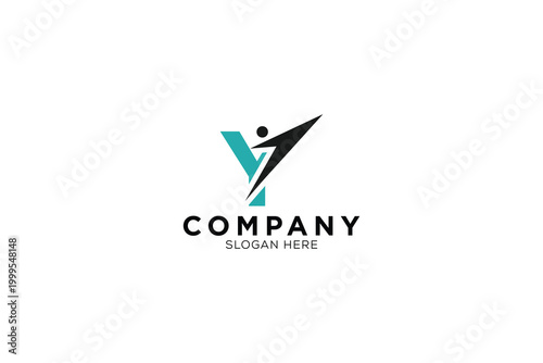 human letter y with business minimalist logo template