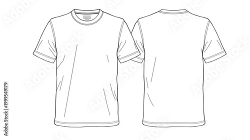 A minimalist vector illustration of a white t-shirt from front and back