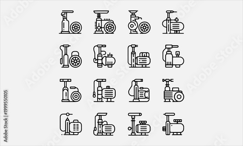 Tableau sur toile Air Pump Line art vector icon set filled trendy design vector illustration