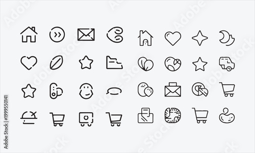Foto Apricot Line art vector icon set minimal vivid vector illustration