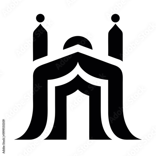 Kaaba Mecca Sacred Mosque Holy Silhouette Illustration