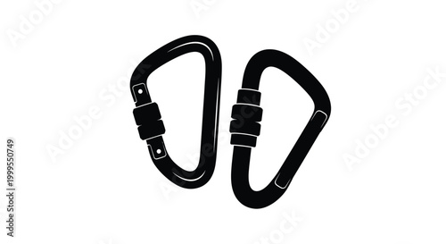 Two carabiner clips in black silhouette high quality professional detailed modern