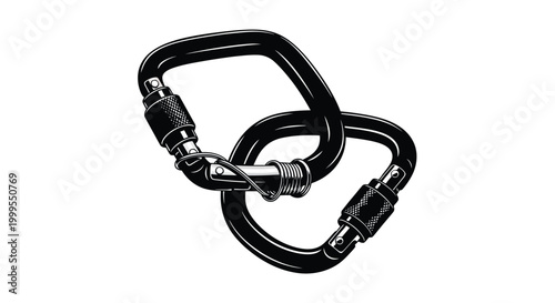 Carabiner clip with screw gate black and white silhouette high quality