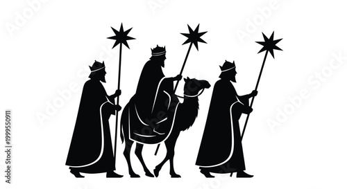 Bild auf Leinwand Three wise men with camel in silhouette high quality professional detailed