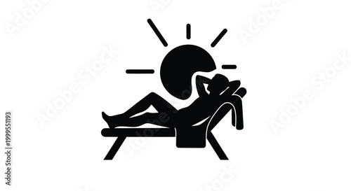 Relaxing person on beach chair silhouette high quality professional detailed modern