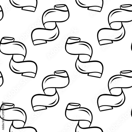 Cavatappi pasta, simple black and white pattern in doodle and sketch style. Hand-drawn corkscrew-shaped pasta for Italian food packaging or restaurant branding