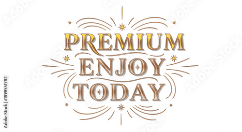 Premium Quality Lifestyle Message, Enjoy Today Decorative Typography