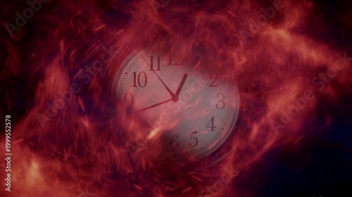 Swirling energy around fast moving clock hands zoom in