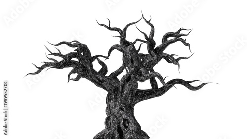 фотографія Gnarled ancient tree with twisted branches and textured bark