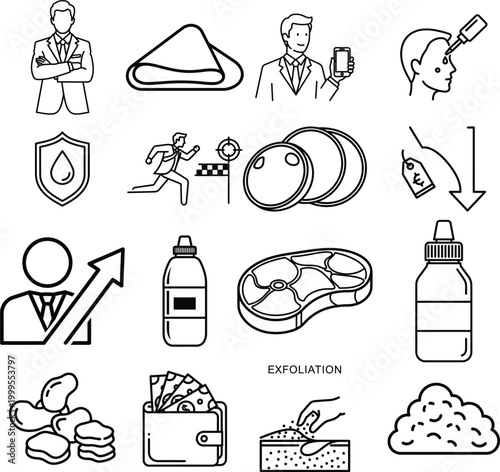 Set of business and lifestyle line icons for web design