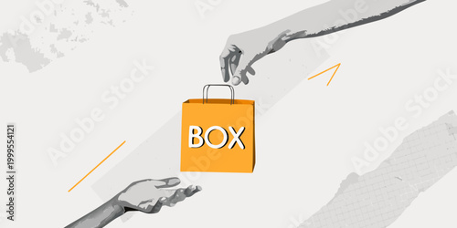 Photos Hands reaching for shopping bag artistic illustration