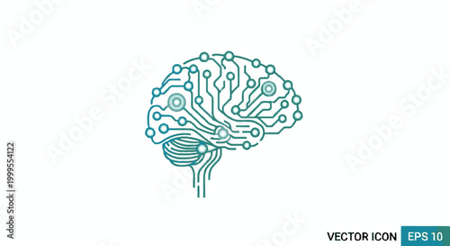 Digital Brain Circuitry, Artificial Intelligence Concept