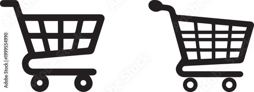Shopping Cart Trolley Icon Bundle, Retail Basket Vector Icons for Online Store