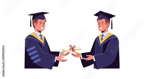 Graduation Ceremony - Student Receiving Diploma from Professor.