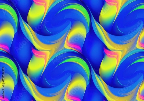 Vibrant abstract blue swirls psychedelic waves flowing digital art background design