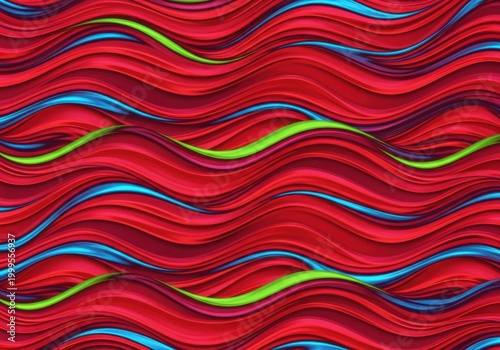 Abstract red wavy lines vibrant flowing pattern dynamic modern art digital design