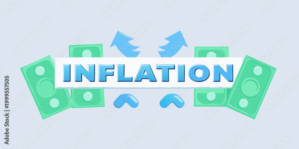 Fototapeta premium Inflation concept with money and arrows 3d render