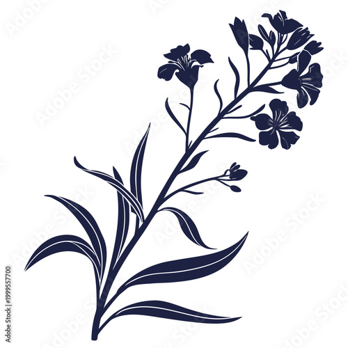 Tablou pe pânză wallflower silhouette on white background