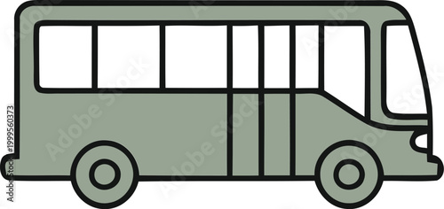 Simple green bus icon illustration for public transportation and city travel design projects