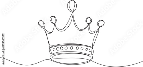 Single line drawing of a royal crown king queen
