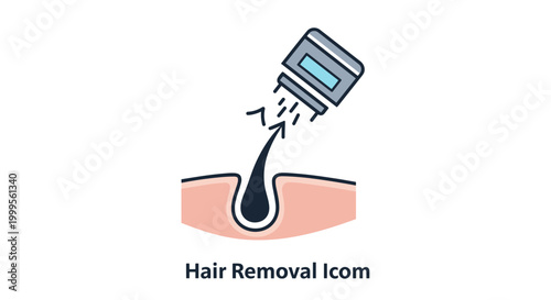 A vector graphic illustration of a hair removal epilator on skin