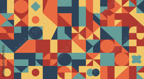 Vibrant geometric shapes in orange yellow and blue colors