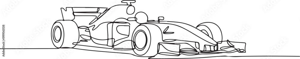 Fototapeta premium Black and white line drawing of a Formula 1 race car
