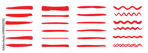 Bild auf Leinwand Pencil underlines Hand drawn marker pen stroke line set