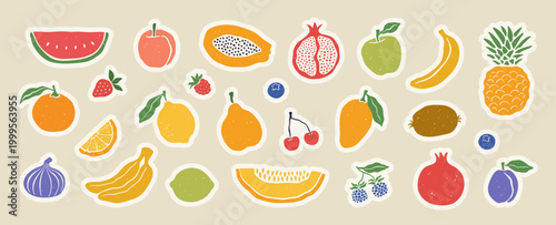 Set of abstract fruit stickers