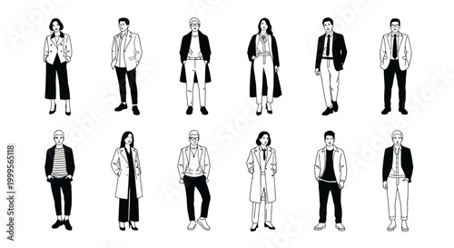 set of people in business casual attire standing