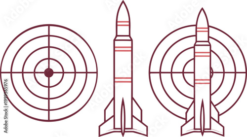 Futuristic missile defense system, with targets white
