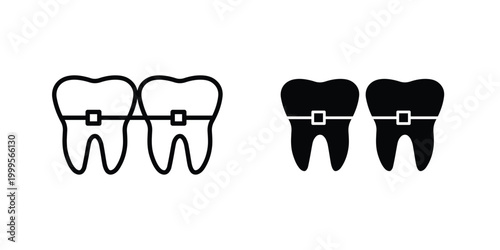 Teeth with braces icon concepts for website projects