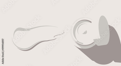 Abstract cosmetic product swatch and open container on a neutral background