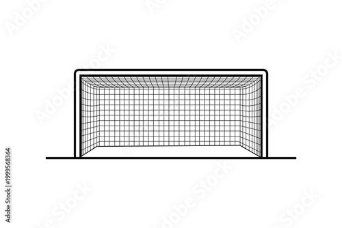 Empty goal post silhouette black and white sports illustration.