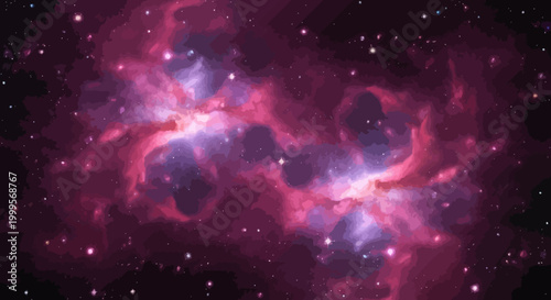 Vibrant cosmic nebula in deep space with stars and stardust