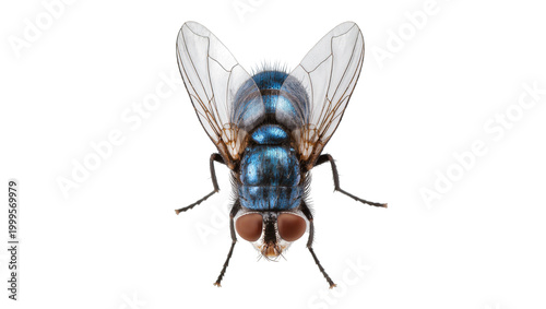 Tableau sur toile Bluebottle Fly with Detailed Wings and Legs Close-Up