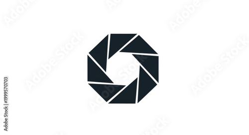 Abstract Geometric Aperture Logo Icon, Camera Lens Symbol, Minimalist Design