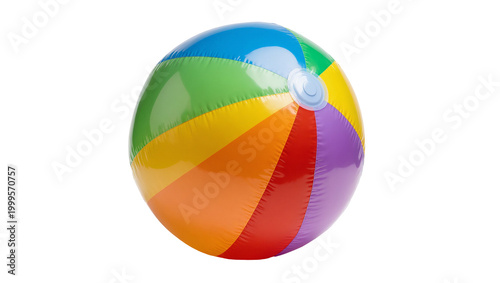 Photos Colorful inflatable beach ball with multiple vibrant hues