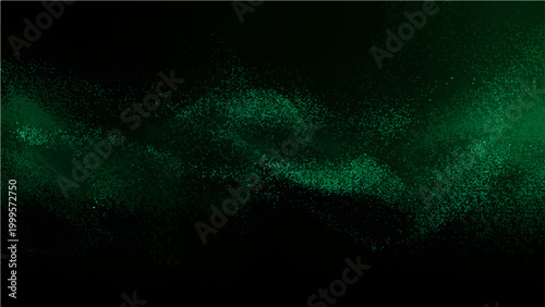 Vector Abstract Mysterious emerald dust particles swirling, illuminated dramatic backdrop, creates mesmerizing ethereal feel.