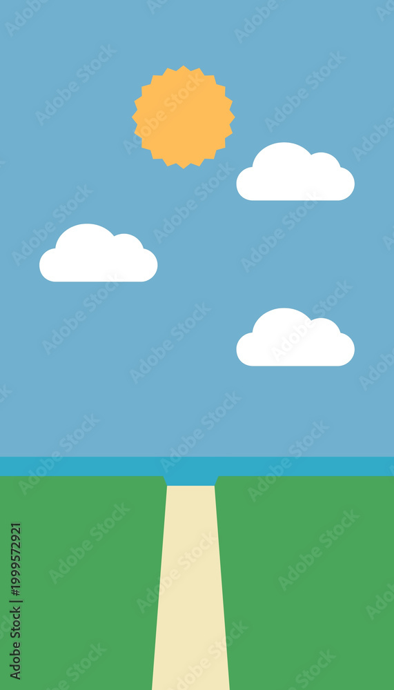 Fototapeta premium Simple Geometric Landscape Illustration in Flat Art Style