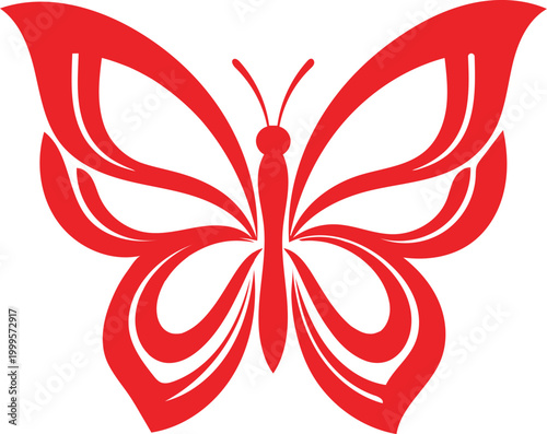Stylized red butterfly illustration a delicate and vibrant winged insect logo design