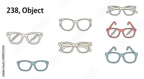 Collection of various eyeglasses and sunglasses in different colors