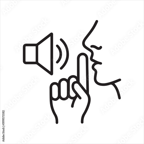 Quiet sound outline icon vector