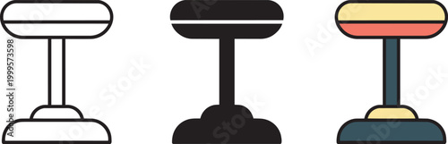 Bar stool icons set modern design simple geometric shapes for web and print with bar decor kitchen stool