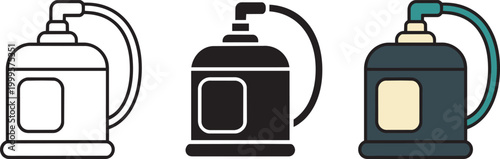 Spray bottle illustration with hose isolated on white background flat design style with pump bottle