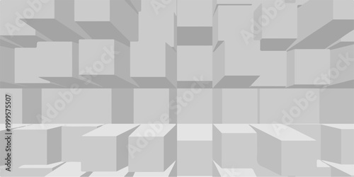 Abstract geometric 3d background featuring a futuristic pattern of seamless cubes and square shapes in a light technology style for a professional business wallpaper design.