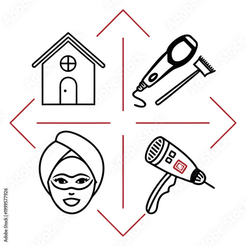 Four representing beauty and home care beauty home care house hair dryer curling iron