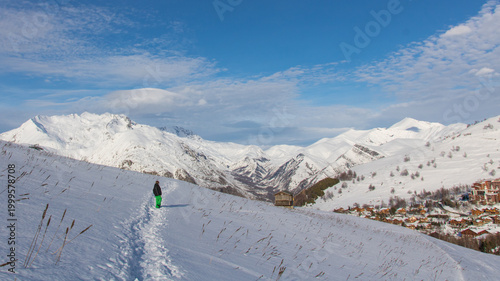 Fotografie Les Deux Alpes est une station de sports d'hiver française située en Oisans, dans le massif des Écrins