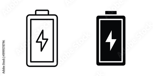 Battery cell icon outlined. Flat fill icons