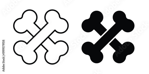 Bones icon outlined. Flat fill icons